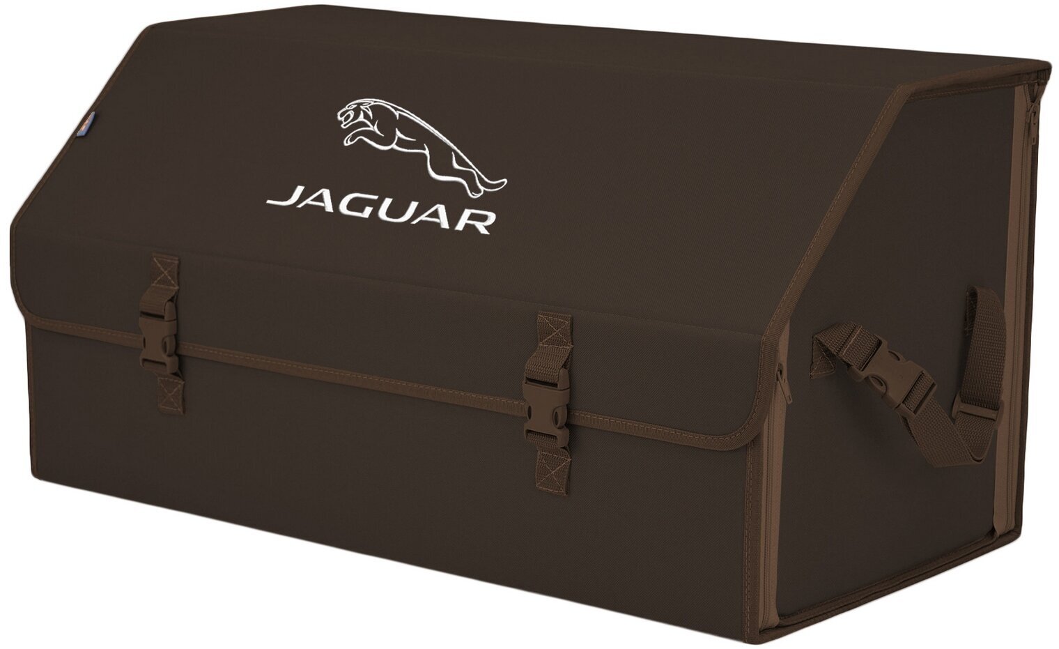 Органайзер-саквояж в багажник "Союз" (размер XL Plus). Цвет: коричневый с вышивкой Jaguar (Ягуар).