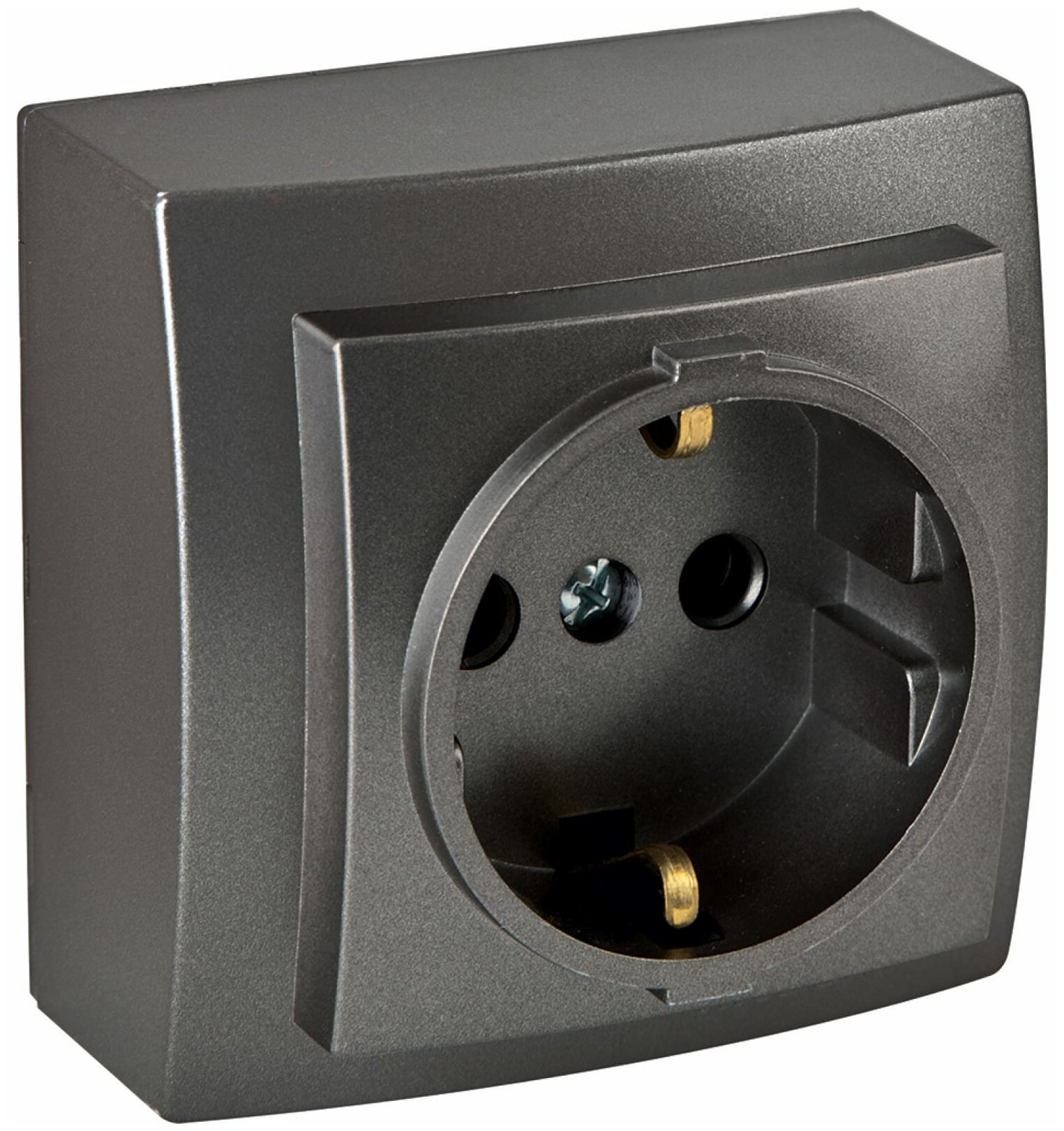 фото Розетки открытой установки Nilson Розетка 1-я о/п с/з Антрацит THEMIS NILSON (1/10/100) 26161017