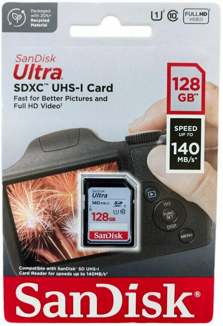 Карта памяти 128Gb - SanDisk Ultra SDXC Class 10 UHS-I SDSDUNB-128G-GN6IN