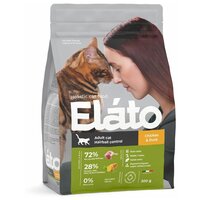 Сухой корм Elato Holistic для взрослых кошек для выведения шерсти с курицей и уткой, 300г