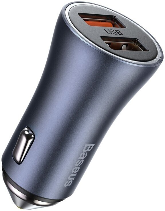 Автомобильное зарядное устройство Baseus Golden Contactor Quick Charger Type C-USB 40W TZCCJD-0G USB dark gray, длина кабеля 1 м.