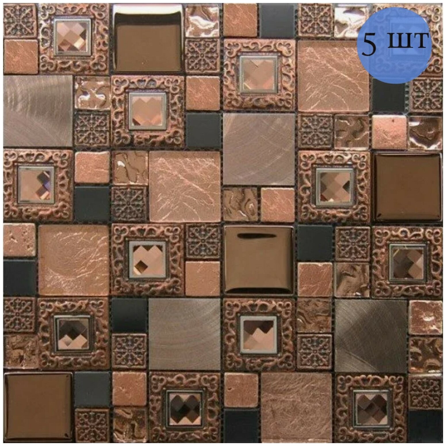 Мозаика (стекло, камень, керамика) Inter Matex Frame copper 30х30 см 5 шт (0,45 м²)