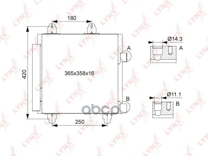 Радиатор Кондиционера С Осушителем LYNXauto арт. RC0484