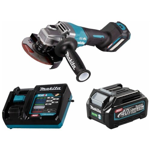 Шлифмашина угловая аккумуляторная 40В XGT 125мм Li-Ion 1x2,5Ач Makita GA029GD101 шлифмашина угловая аккумуляторная 40в xgt 125мм li ion 2x4ач makita ga023gm201