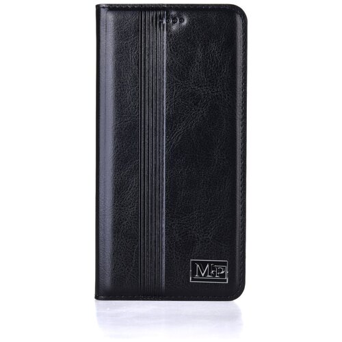 фото Чехол-книжка mypads premium для redmi note 9s / redmi note 9 pro / pro max из качественной натуральной мраморной кожи буйвола прошитый элегантной прострочкой черный с магнитной крышкой