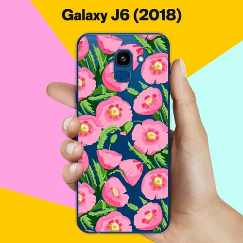 силиконовый чехол на samsung galaxy j6 2018 самсунг джей 6 плюс с принтом изгибы из точек Силиконовый чехол Узор из цветов на Samsung Galaxy J6 (2018)