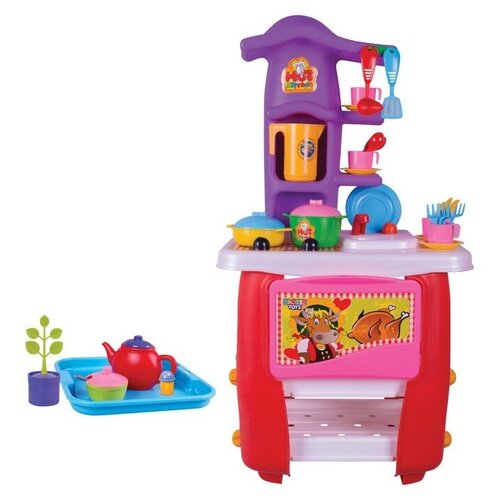 Кухня игровая Hut Kitchen, с набором, 45 предметов, цвет красно-фиолетовый zarrin toys кухня игровая hut kitchen с набором 45 предметов цвет красно фиолетовый