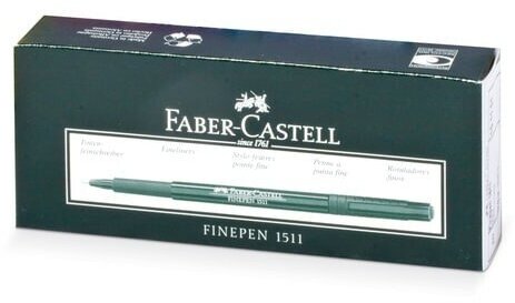 Ручка капиллярная (линер) FABER-CASTELL "Finepen 1511", синяя, корпус темно-зеленый, линия письма 0,4 мм, 151151