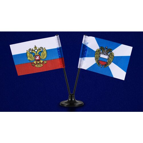 Миниатюрный двойной флажок России и ФСО миниатюрный двойной флажок россии и знамя победы