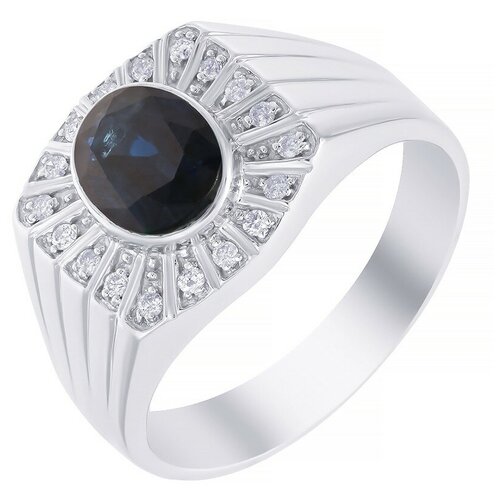 фото Jv кольцо из белого золота 585 пробы с бриллиантами и сапфиром aar-6031-sa-wg, размер 20.25