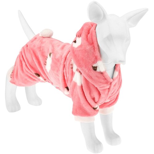 Пэт тойс (Pet toys) Одежда для собаки Комбинезон Овечка с капюшоном, с хвостиком, на кнопках, р-р 2XL, длина спинки 38см/обхват груди 42см/обхват шеи 38см, цвет-розовый, плюш (100% полиэстер) (Китай) пэт тойс pet toys одежда для собаки комбинезон овечка с капюшоном с хвостиком на кнопках р р s цвет голубой плюш 100% полиэстер
