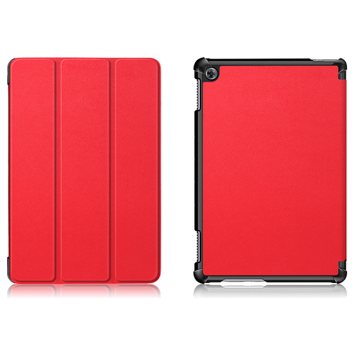 Чехол-обложка MyPads для Huawei MediaPad M5 Lite 10 (BAH2-L09/W09/AL10) тонкий умный кожаный на пластиковой основе с трансформацией в подставку красный
