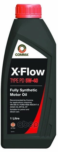 COMMA Масло Моторное 5W40 Comma 1Л Синтетика Xflow Type Pd