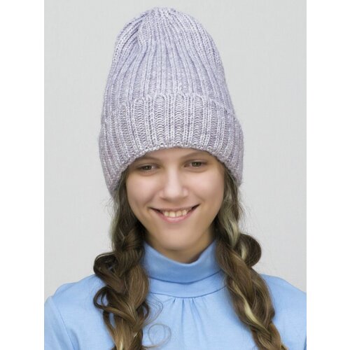 Шапка бини LanaCaps Кэмерон, размер 56-58, белый, фиолетовый шапка зимняя женская кэмерон цвет лавандовый
