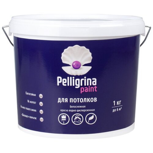 Краска для потолков Pelligrina Paint, акриловая, белоснежная, 7 кг краска для потолков pelligrina paint акриловая белоснежная 7 кг