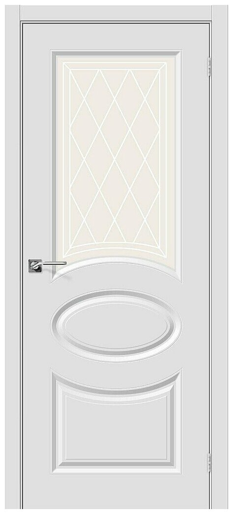 Межкомнатная дверь в комплекте/Двери Браво/Скинни-21 со стеклом цвет белый 200*60 винил, комплект (полотно, коробка, наличник).