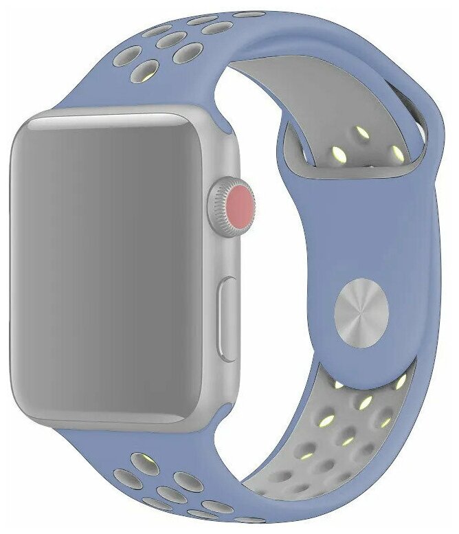 Cиликоновый ремешок спортивный для Apple Watch Series 1-8 и Ultra - 42/44/45/49 мм (эпл вотч), небесно голубой