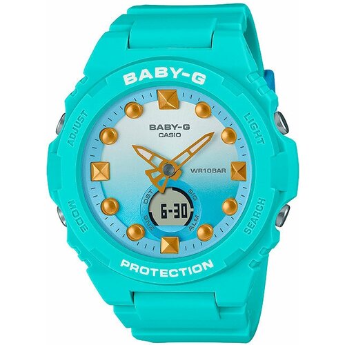 наручные часы casio baby g bga 320 3a голубой белый Наручные часы CASIO Baby-G, голубой, зеленый