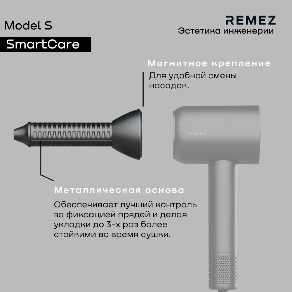 Фен-стайлер для волос профессиональный с насадками REMEZ Model S RMB-707 - фотография № 7