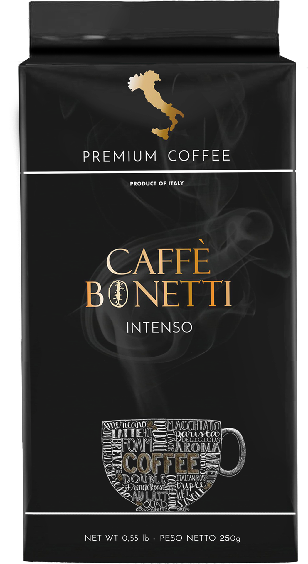 Кофе молотый Caffe BONETTI INTENSO, 30% арабика, 70% робуста, 250 грамм - фотография № 1
