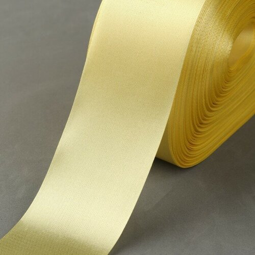 Лента атласная, 50 мм х 100 ± 5 м, цвет светло-золотой