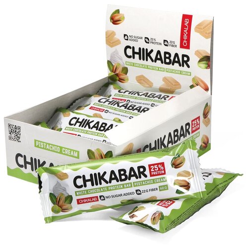 Протеиновый батончик Chikalab Chikabar без сахара, Фисташковый крем, 60г х 12 шт.