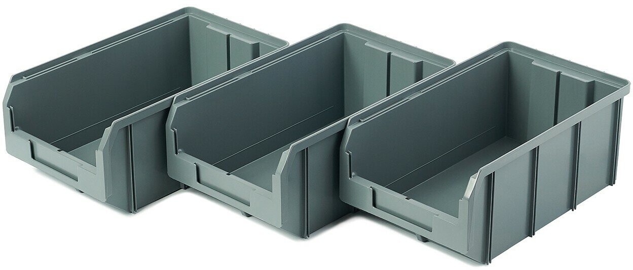 Пластиковый ящик стелла-техник V-3-К3-серый, 342х207х143мм, комплект 3 штуки - фотография № 8