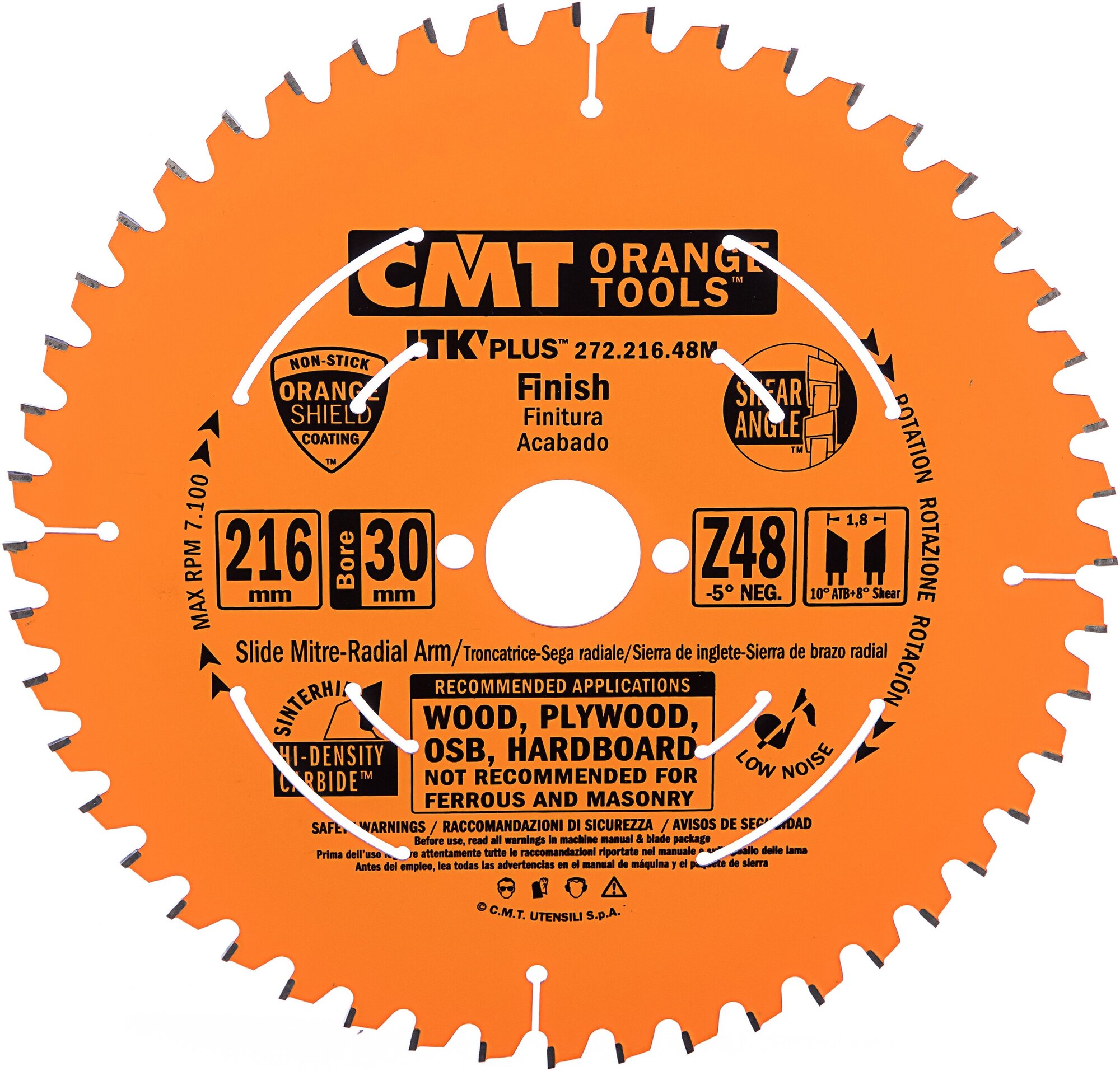 Диск пильный 216x30x1,8/1,2 -5° 10° ATB + 8° SHEAR Z=48 272.216.48M CMT