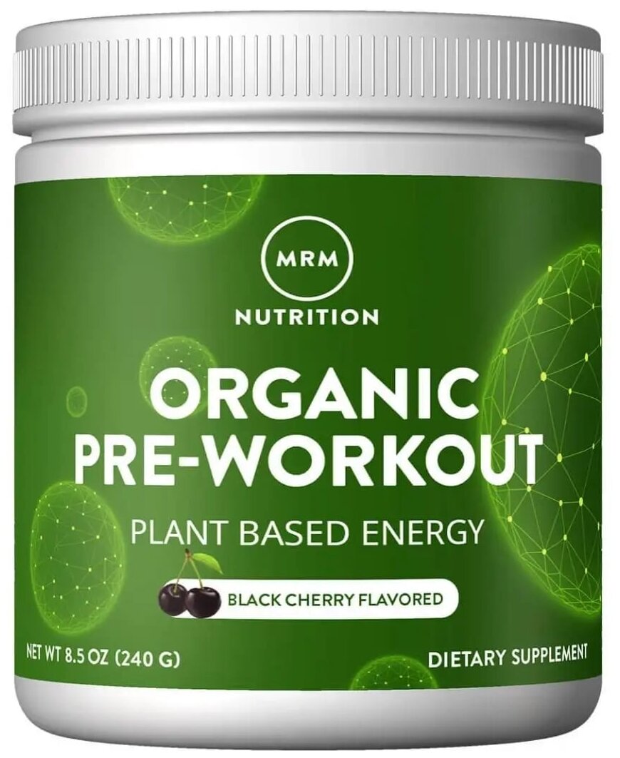 Сухая смесь MRM Organic Pre-workout, 240 г, Black Cherry