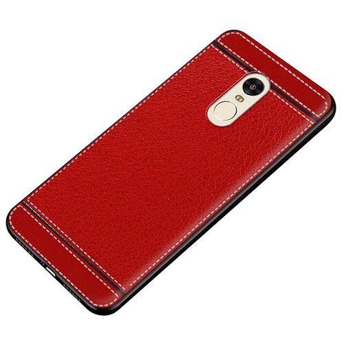 фото Чехол-накладка mypads на samsung galaxy note 5 (sm-n920f) из качественного износостойкого силикона с декоративным дизайном под кожу с тиснением красный