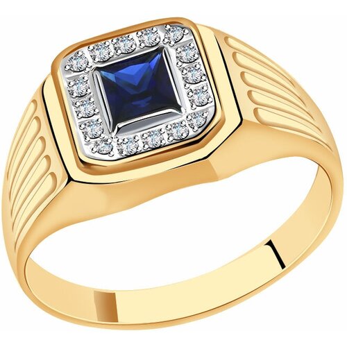 фото Кольцо diamant online, золото, 585 проба, фианит, корунд, размер 22