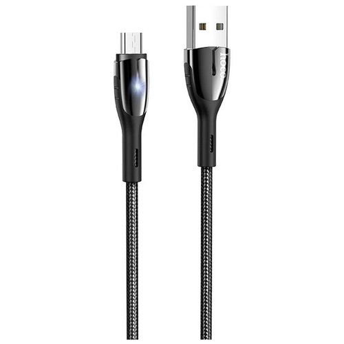 Кабель Hoco U89, USB - microUSB, 2.4 А, 1.2 м, индикатор, тканевая оплетка, черный кабель hoco х33 microusb usb 4 а 1 м pvc оплетка черный