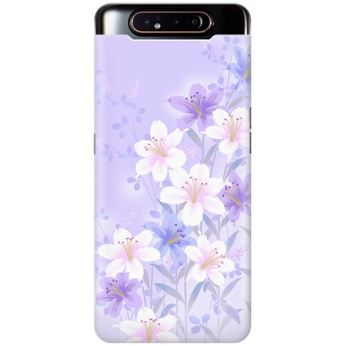 фото Ультратонкий силиконовый чехол-накладка для samsung galaxy a80 с принтом "лилии на фиолетовом" gosso