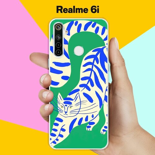 Силиконовый чехол на realme 6i Кот на зеленом / для Реалми 6ай силиконовый чехол на realme 5 кот на зеленом для реалми 5