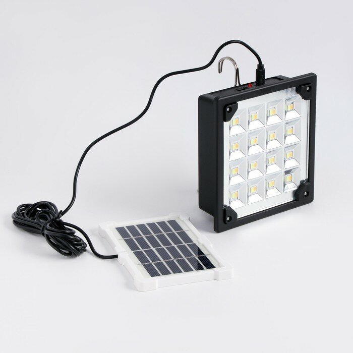 Фонарь кемпинговый аккумуляторный, 20 Вт, 1200 мАч, 32 SMD, 3 режима, солнечная батарея 9314190
