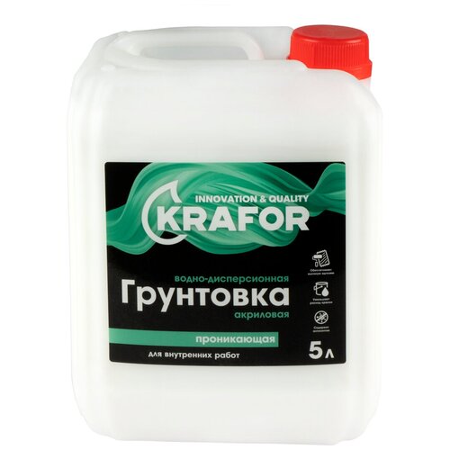 Грунтовка глубокого проникновения для внутренних работ Krafor, 5 л