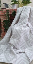 Одеяло хлопковое жаккардовое "LUNA" бело-бежевое. 140х205
