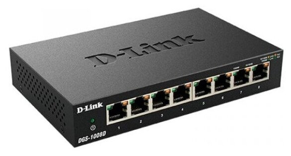 D-Link DGS-1008D/K2A, L2 Unmanaged Switch with 8 10/100/1000Base-T ports.8K Mac address, Auto-sensing, 802.3x Flow Control, Stand-alone, Auto MDI/M...