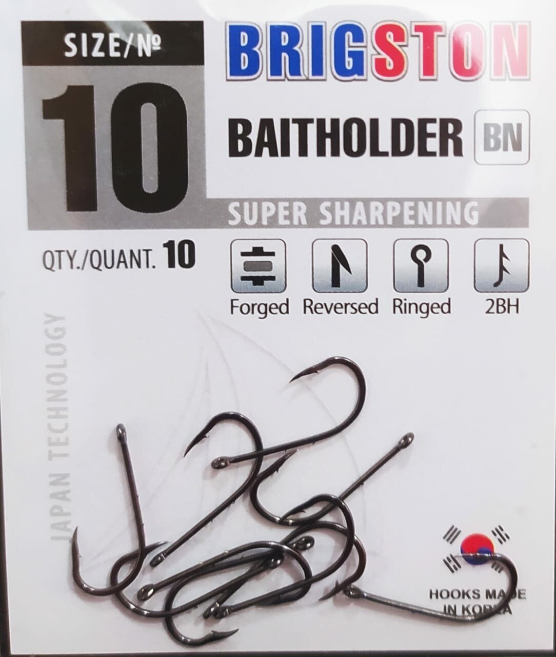 Рыболовные крючки Brigston Baitholder (BN) 2BH №10 упаковка 10 штук