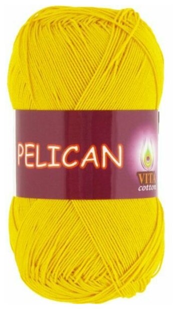 Пряжа Vita Pelican (Пеликан) 3998 желтый 100% хлопок двойной мерсеризации 50г 330м 1 шт