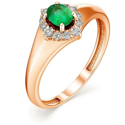 фото Алькор кольцо с изумрудом и бриллиантами из красного золота 12622-101, размер 19