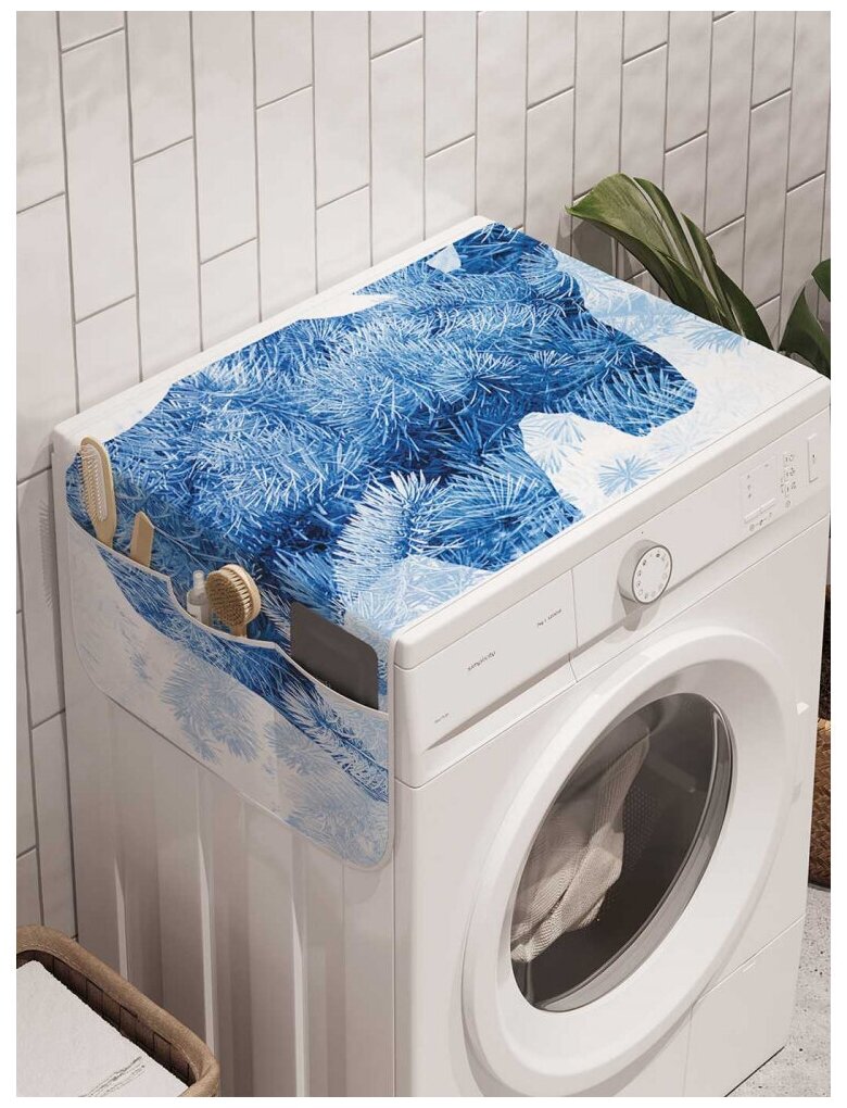 Чехол накидка для стиральной машины Ambesonne с рисунком "Зимний лось" 45 на 120см - фотография № 2