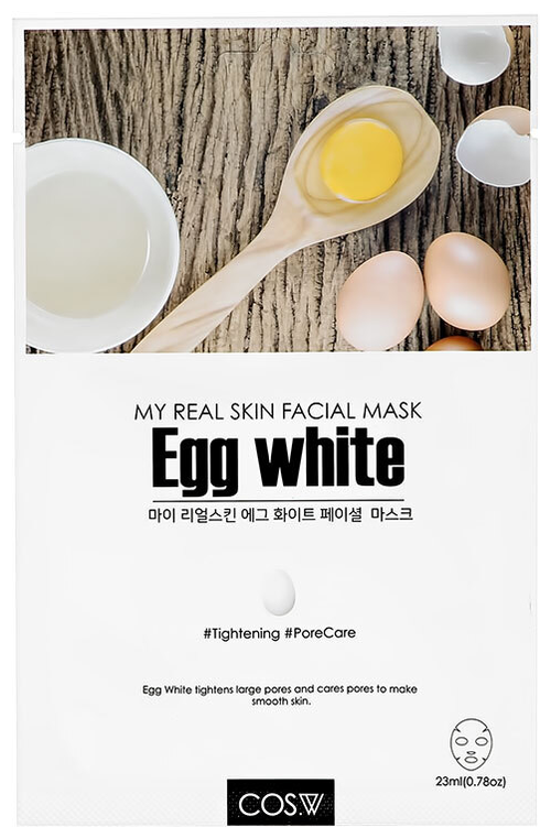 COS.W Тканевая маска для лица с экстрактом яичного белка My Real Skin Face Mask Egg White (10шт)
