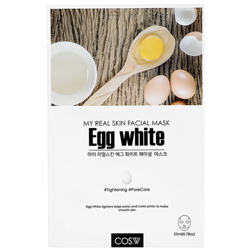 COS.W Тканевая маска для лица с экстрактом яичного белка My Real Skin Face Mask Egg White (10шт)