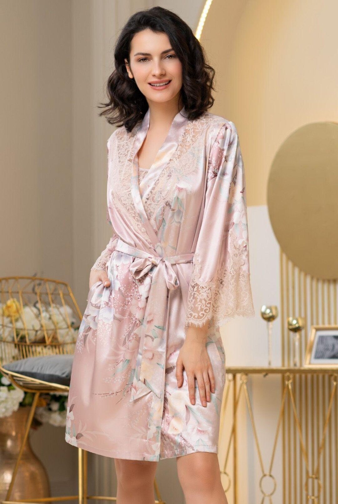 Кимоно MIA-AMORE, размер 52, розовый, мультиколор - фотография № 4