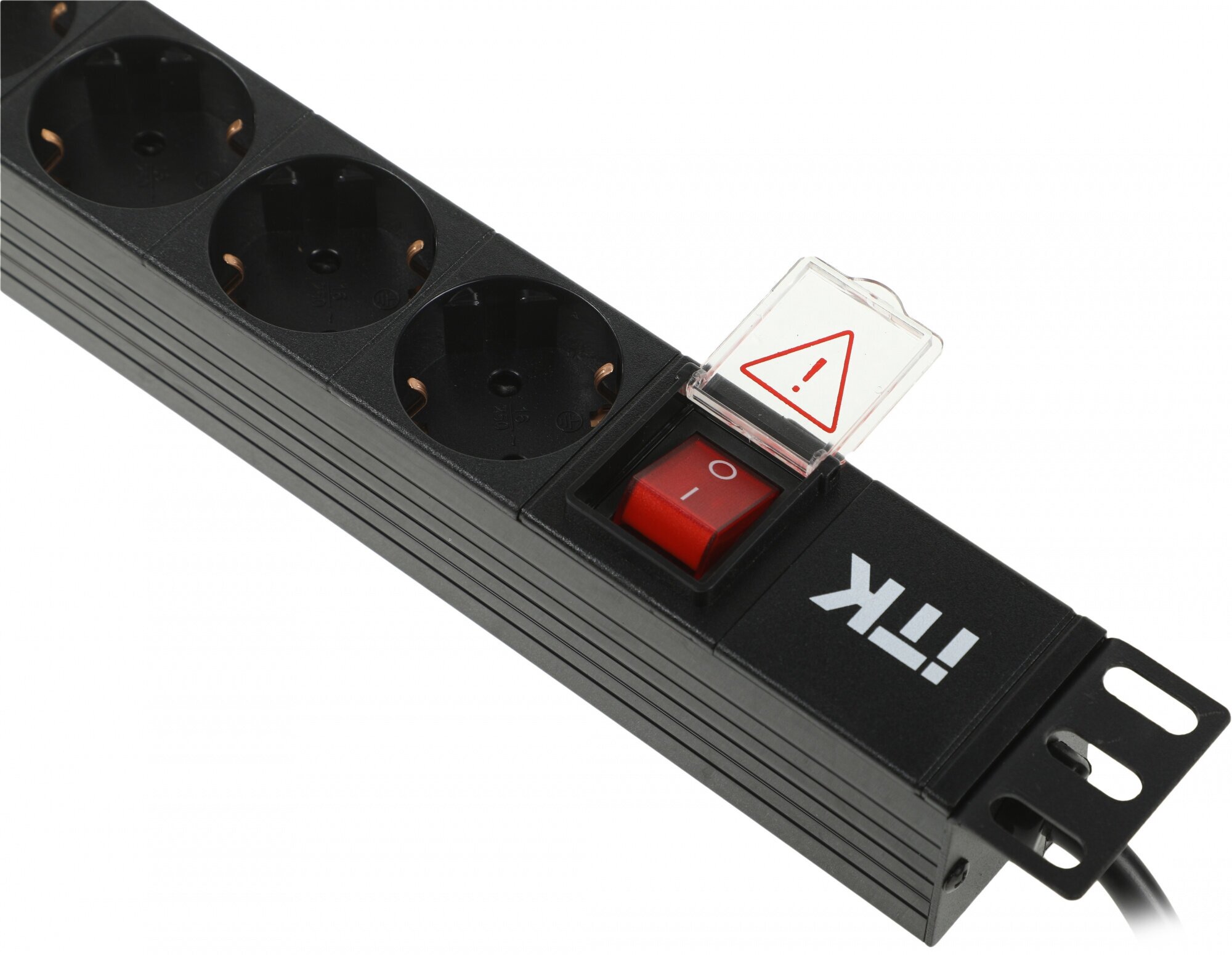 PH12-7D1-P ITK PDU 7 розеток DIN49440 (нем. cтанд.) с LED выключателем, 1U, шнур 2м вилка DIN49441 (нем. станд.), профиль из ПВХ, черный IEK - фото №15