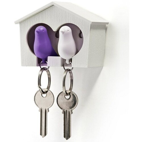 фото Держатель для ключей duo sparrow, белый/фиолетовый qualy
