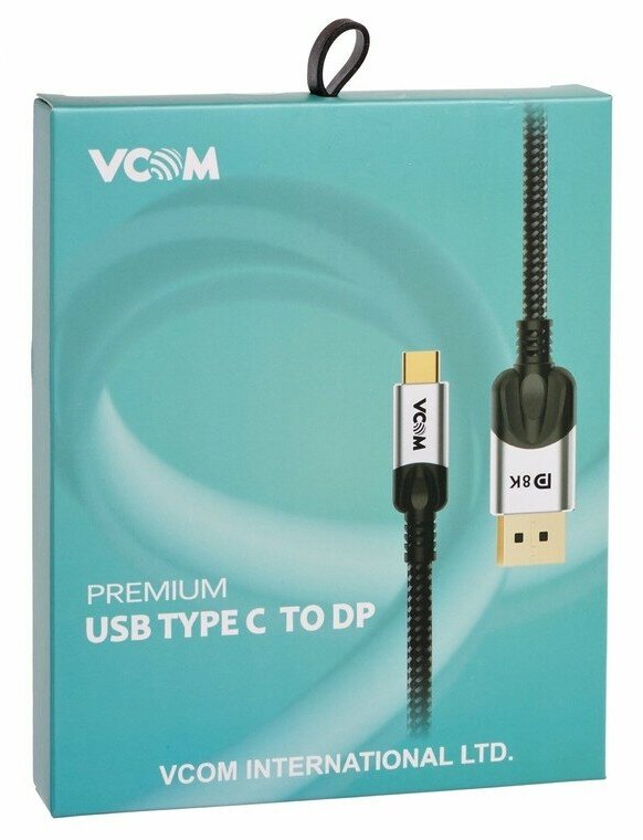 Кабель-адаптер VCOM USB 3.1 Type-Cm/DP(m) 8K, 60Hz, 1.8m, Alumi Shell - фото №3