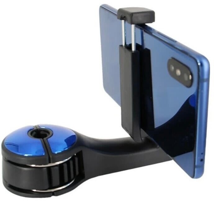 Вешалка-крючок на подголовник с держателем телефона синий