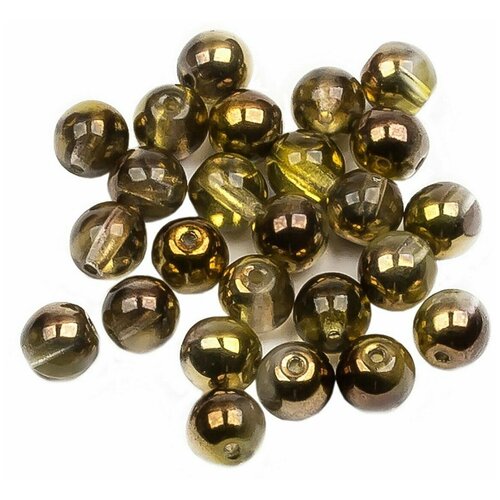 Стеклянные чешские бусины, круглые, Round Beads, 6 мм, цвет Crystal Sunny Magic Gold, 25 шт.